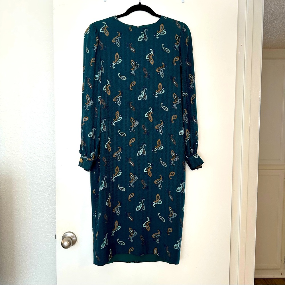 Gene Roye 100% Silk 80s Vintage Saks Fifth Avenue Paisley Long Sleeve Dress